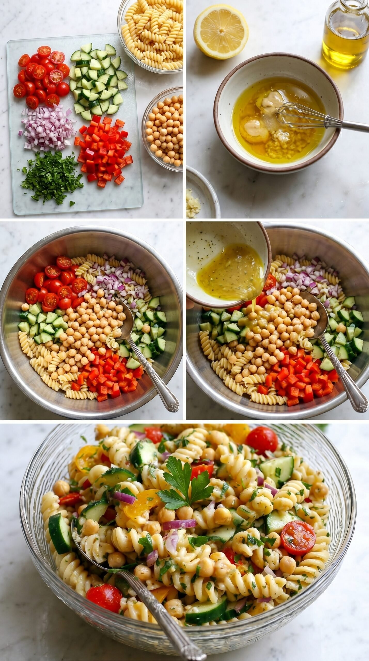 Chickpea Pasta Salad with Lemon Dijon Dressing recipe instructions