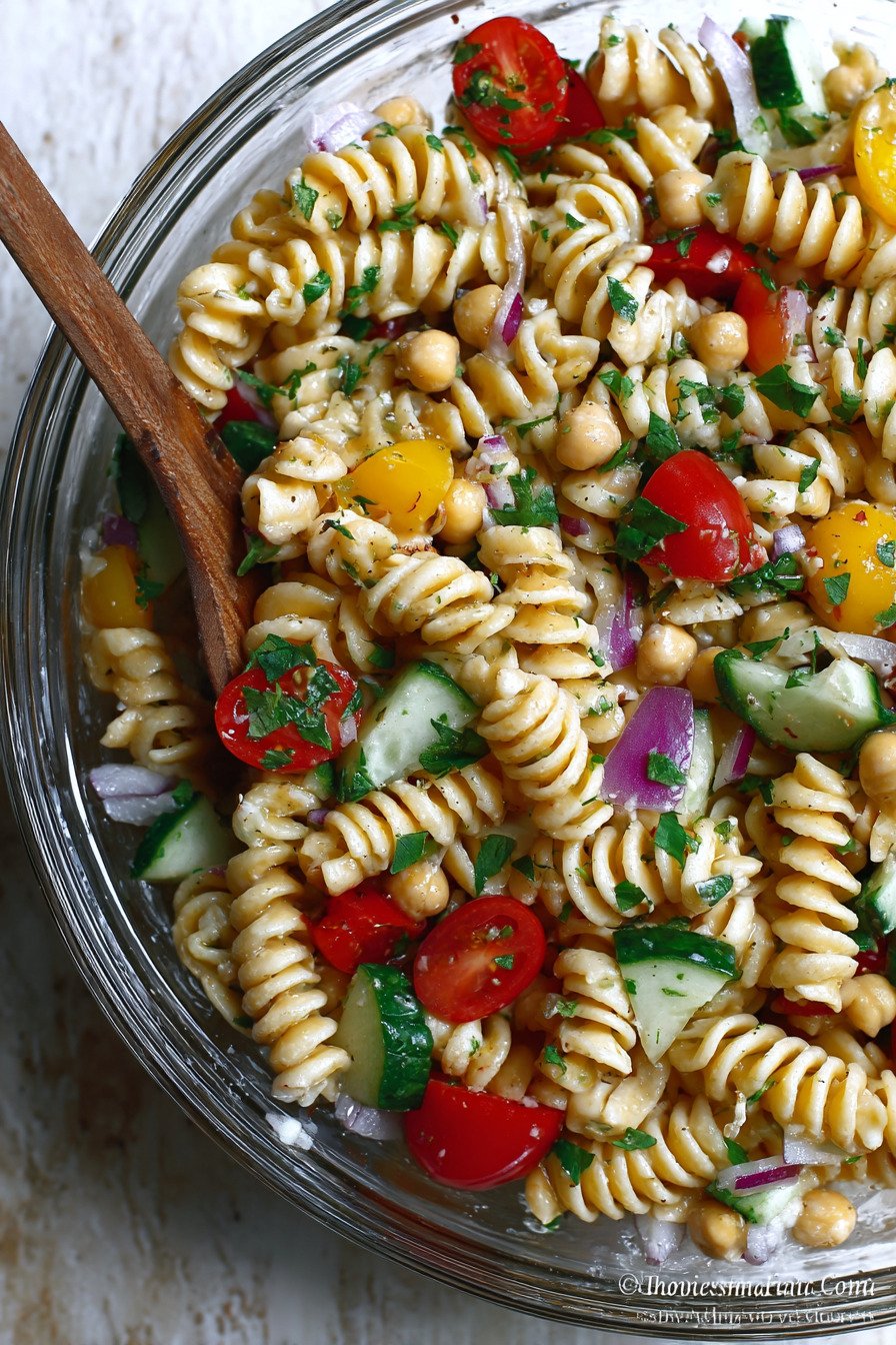 Chickpea Pasta Salad with Lemon Dijon Dressing recipe tips