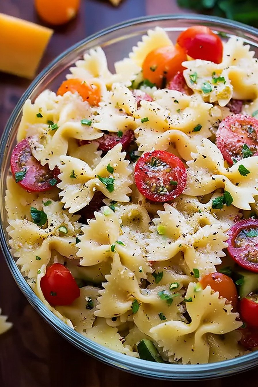 Delicious Bow Tie Pasta Salad Made Super Easy final result
