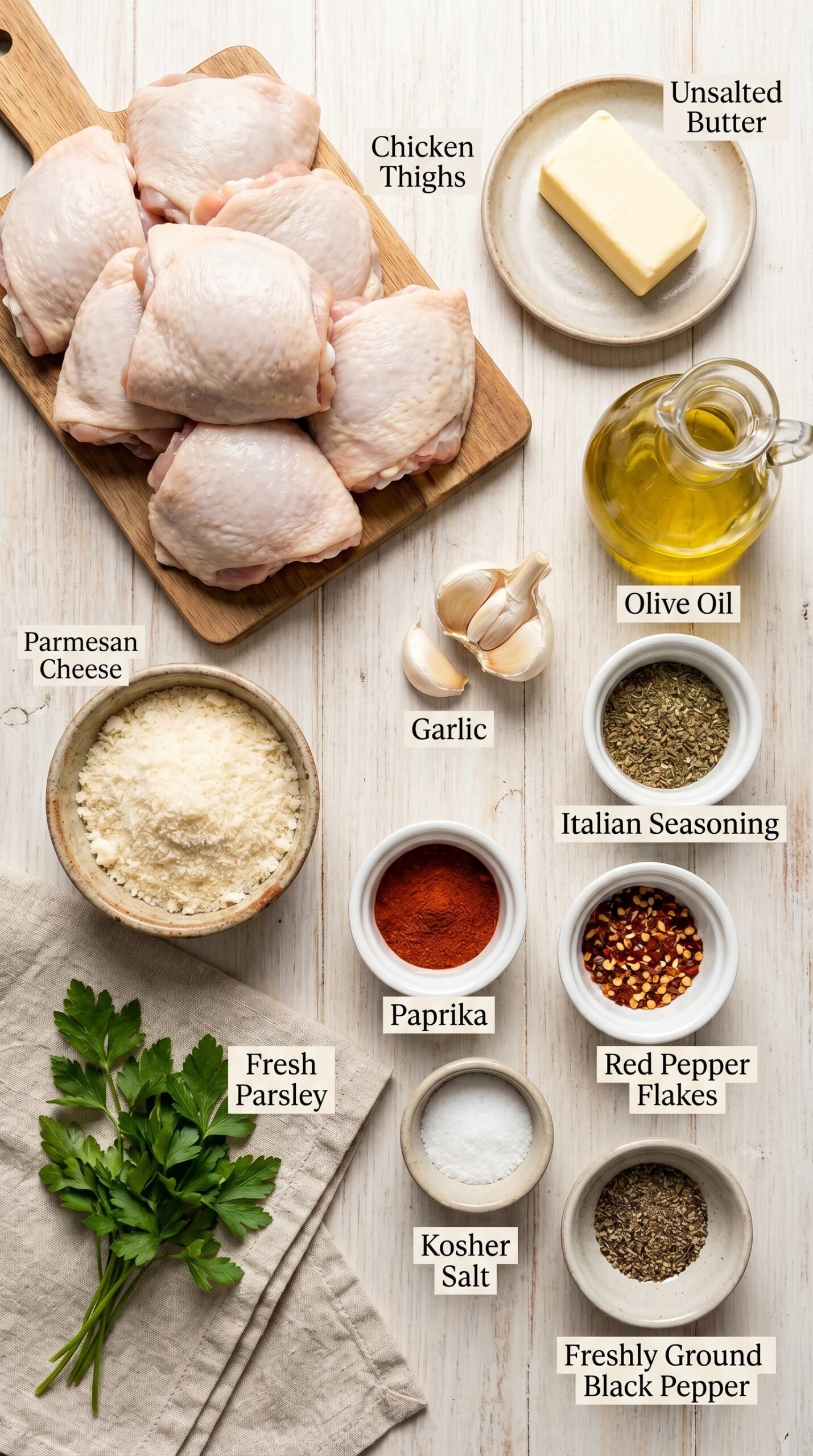 Garlic Parmesan Chicken Thighs With Crispy Skin recipe ingredients