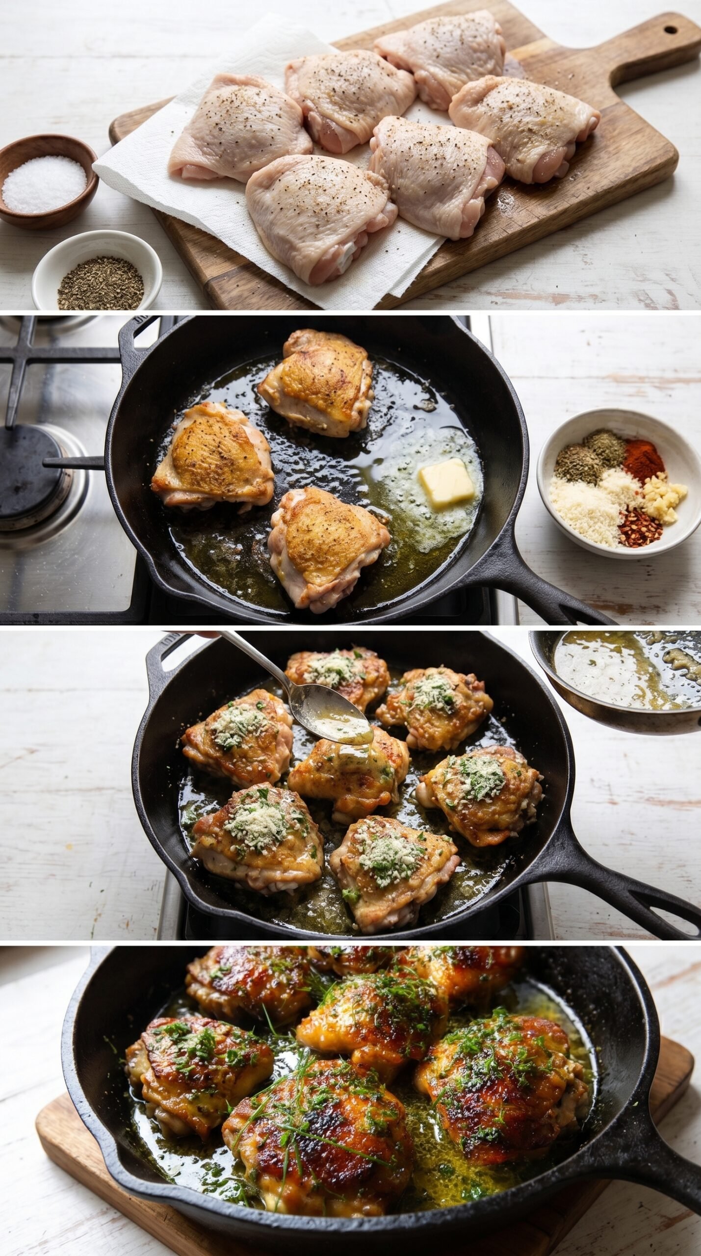 Garlic Parmesan Chicken Thighs With Crispy Skin recipe instructions