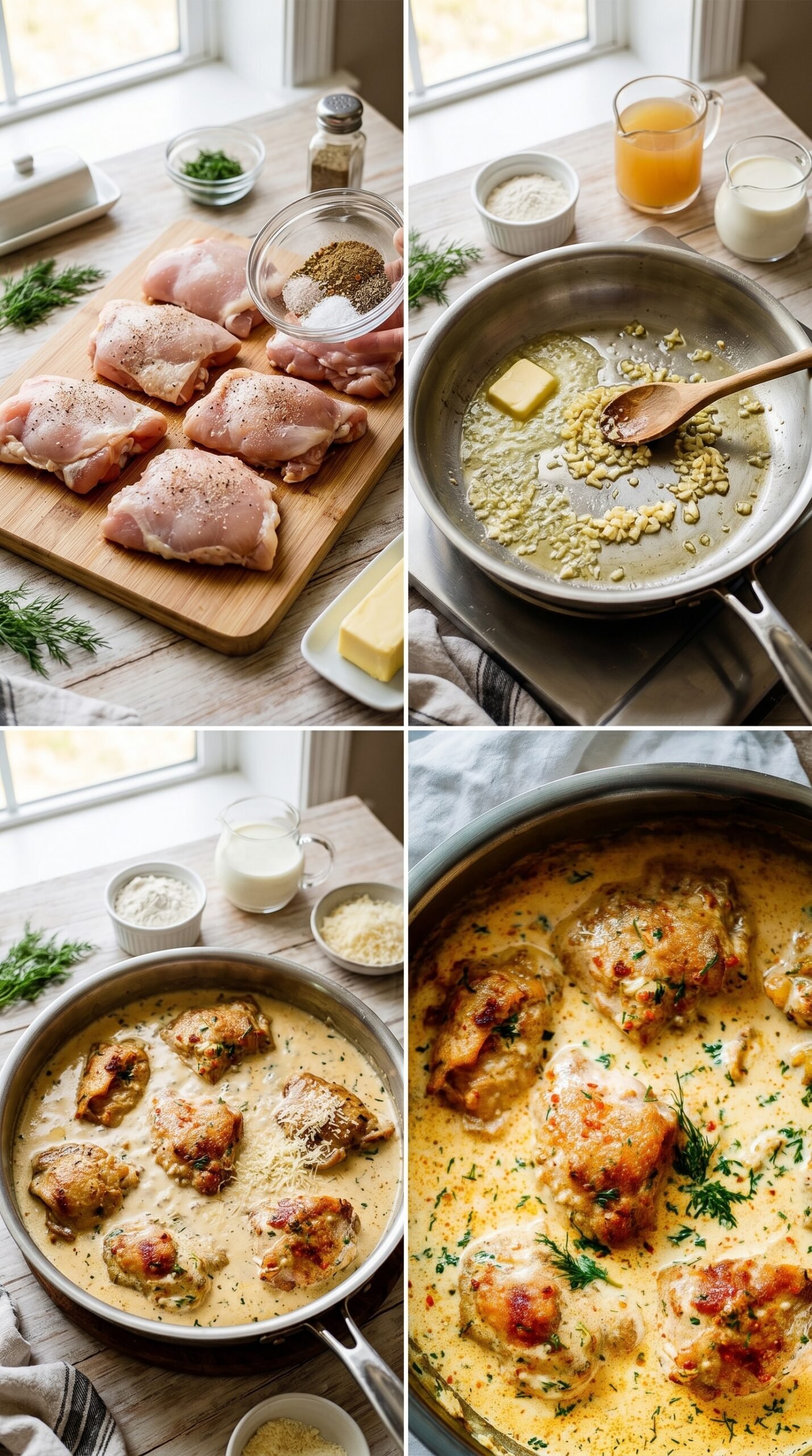 Creamy Oven Baked Chicken Thighs with Parmesan Sauce recipe instructions