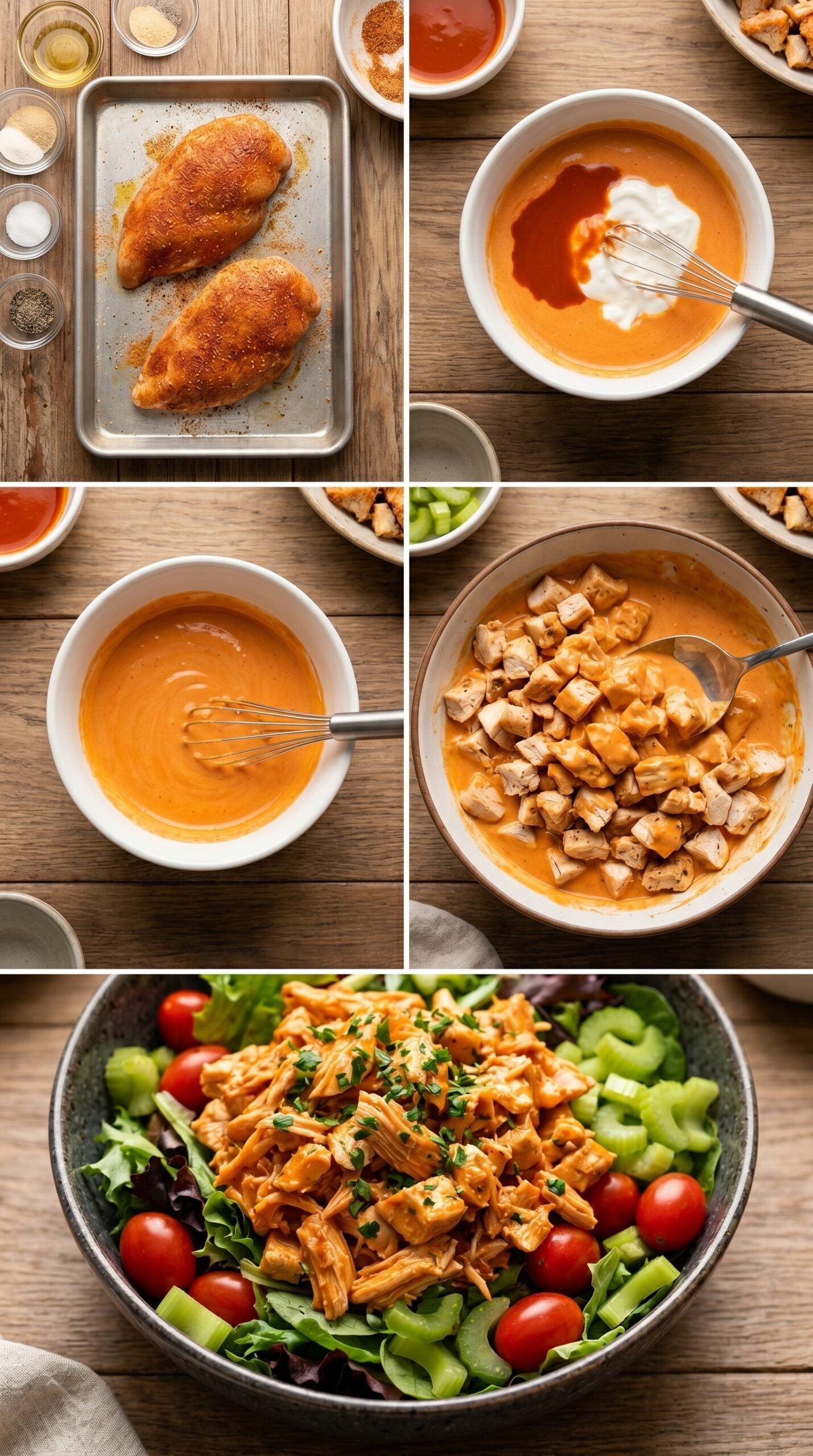Healthy Buffalo Chicken Salad with Creamy Buffalo Yogurt Sauce recipe instructions