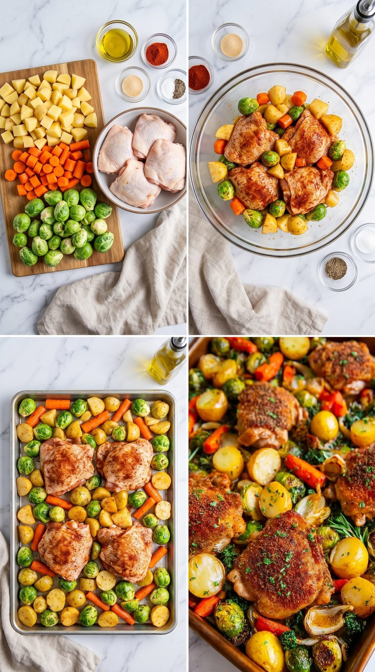 Chicken Thighs And Vegetables Sheet Pan Dinner recipe instructions