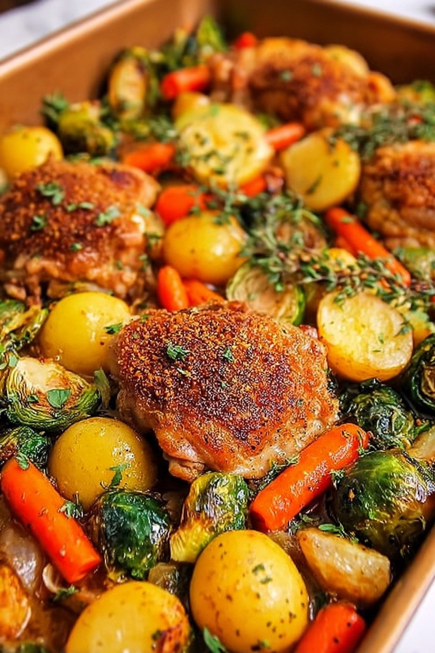 Chicken Thighs And Vegetables Sheet Pan Dinner final result