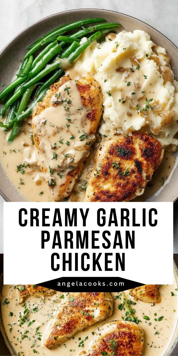 Creamy Garlic Parmesan Chicken with Skillet Parmesan Garlic Sauce save this recipe
