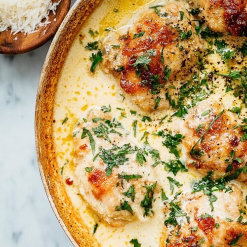 Creamy Oven Baked Chicken Thighs with Parmesan Sauce extra recipe photo