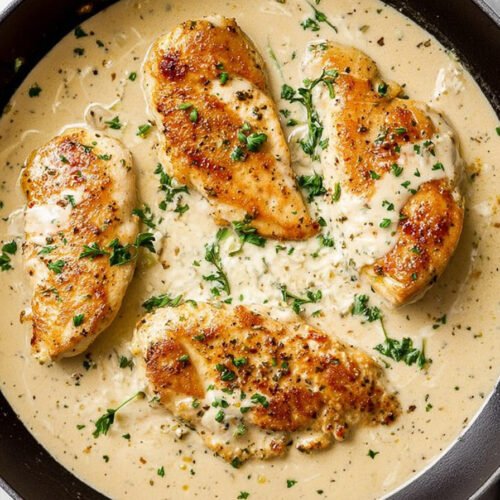 Creamy Garlic Parmesan Chicken with Skillet Parmesan Garlic Sauce extra recipe photo