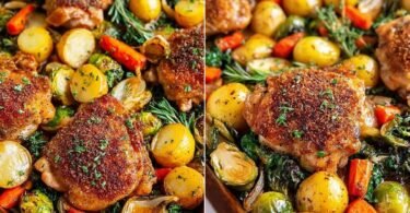Chicken Thighs And Vegetables Sheet Pan Dinner recipe photo