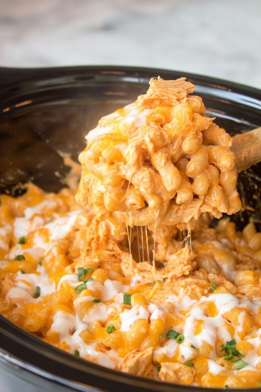 Buffalo Chicken Mac and Cheese for Creamy Slow Cooker Dinner final result