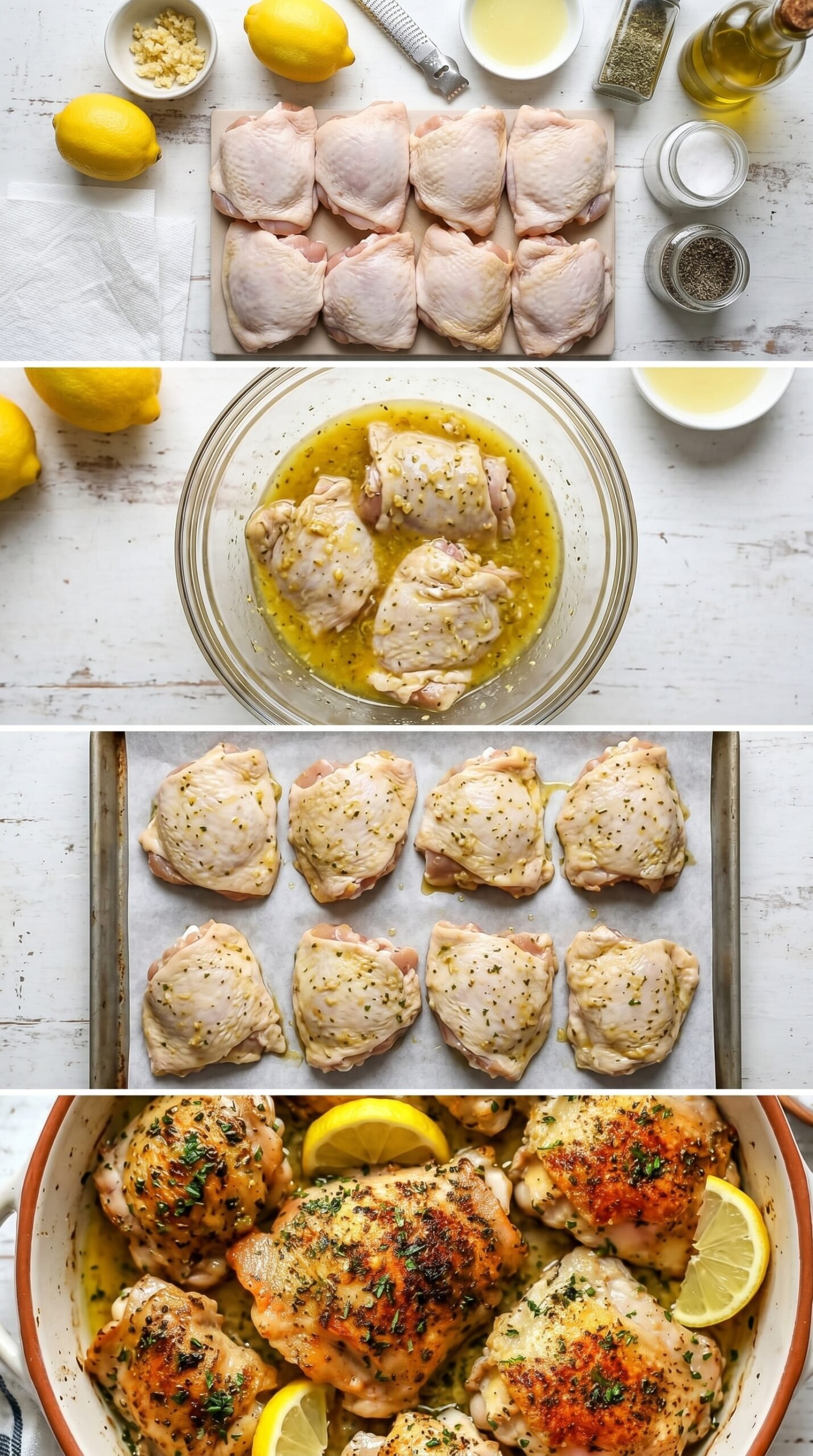 Lemon Garlic Chicken Thighs with Crispy Golden Skin recipe instructions