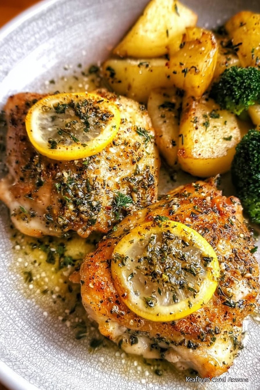 Lemon Garlic Chicken Thighs with Crispy Golden Skin final result