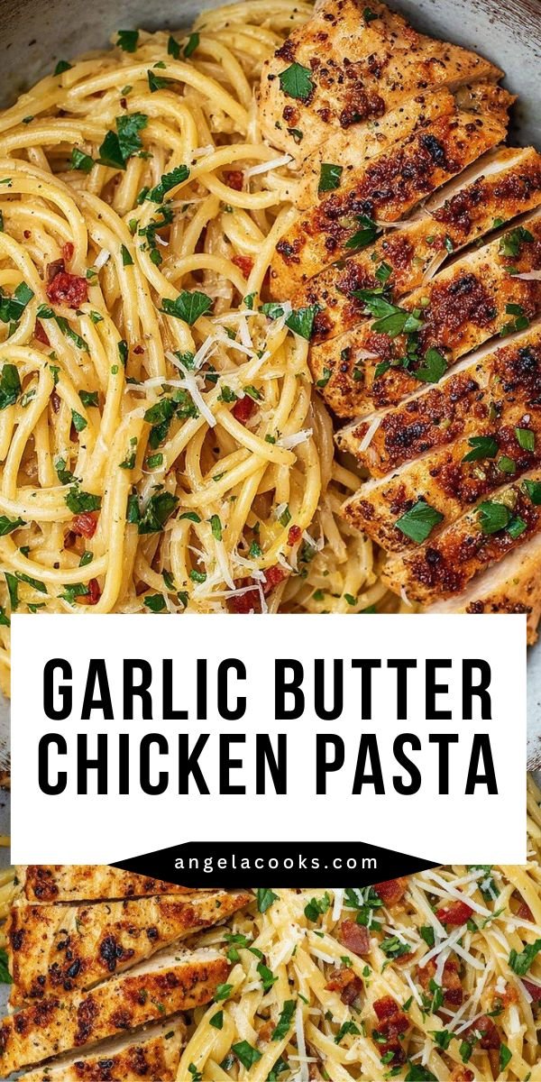 Garlic Butter Chicken Pasta for a Juicy, Savory Chicken Dinner save this recipe