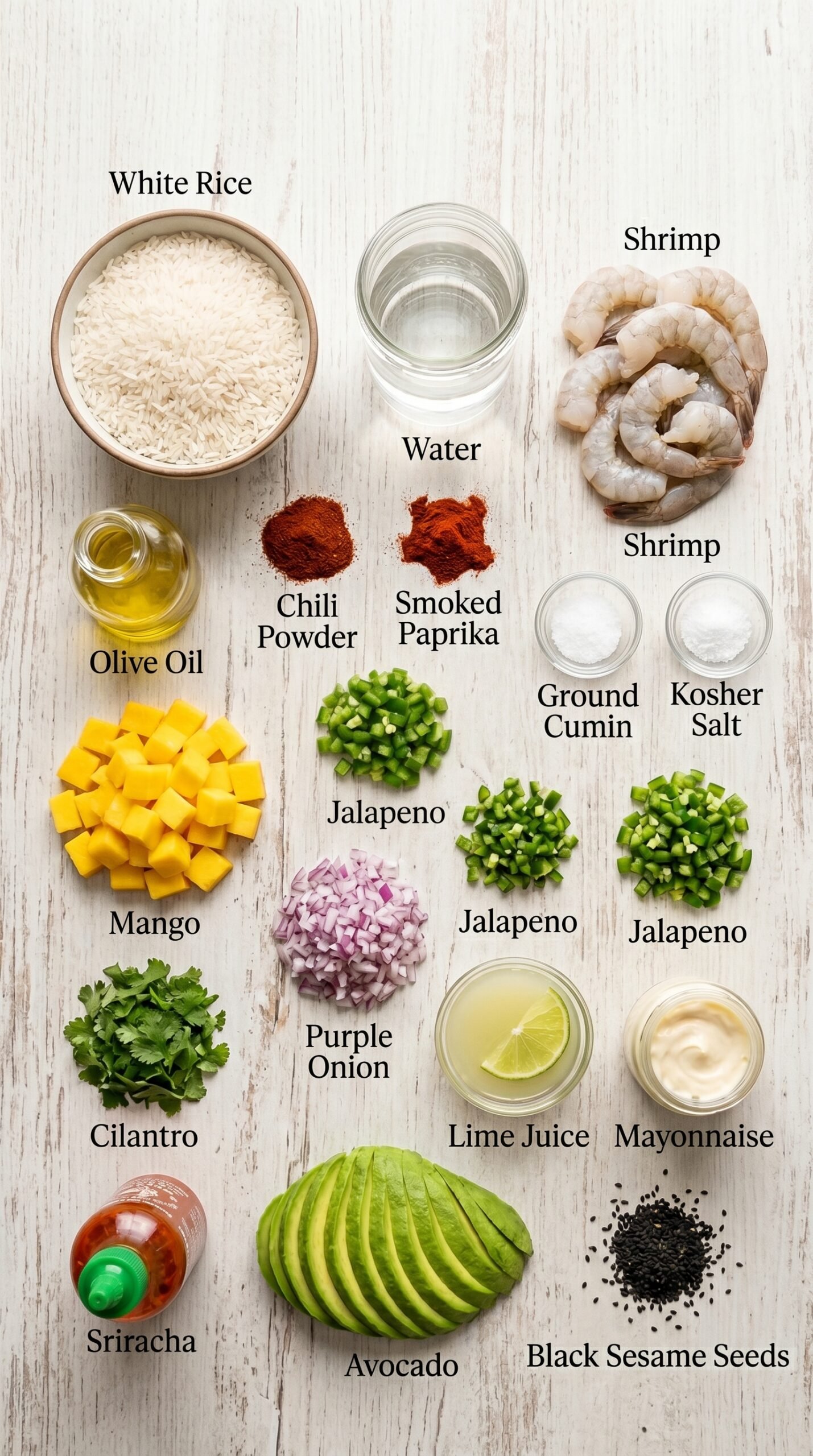 The Ultimate Charred Shrimp And Avocado Bowl recipe ingredients
