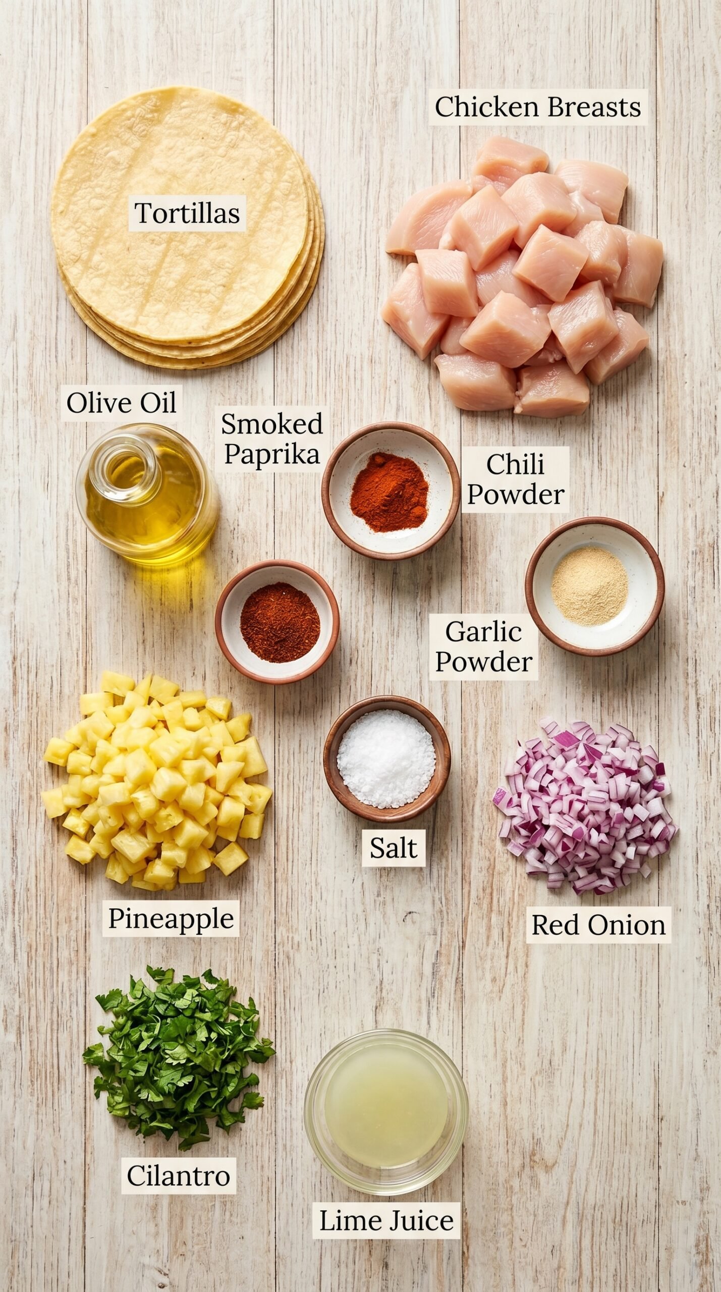 Fresh and Flavorful Pineapple Chicken Tacos recipe ingredients