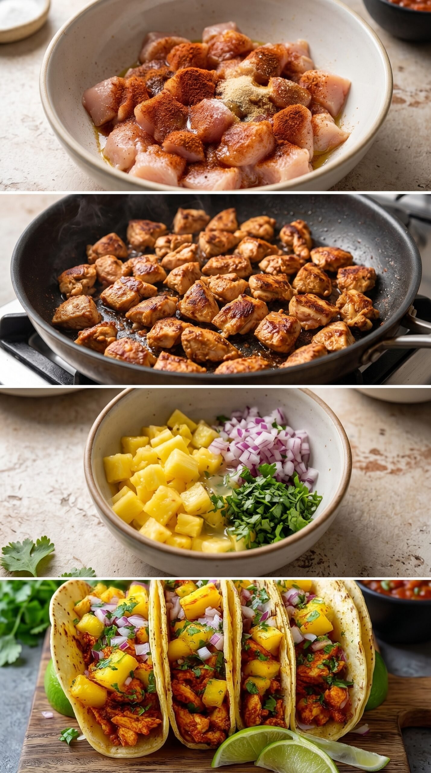 Fresh and Flavorful Pineapple Chicken Tacos recipe instructions