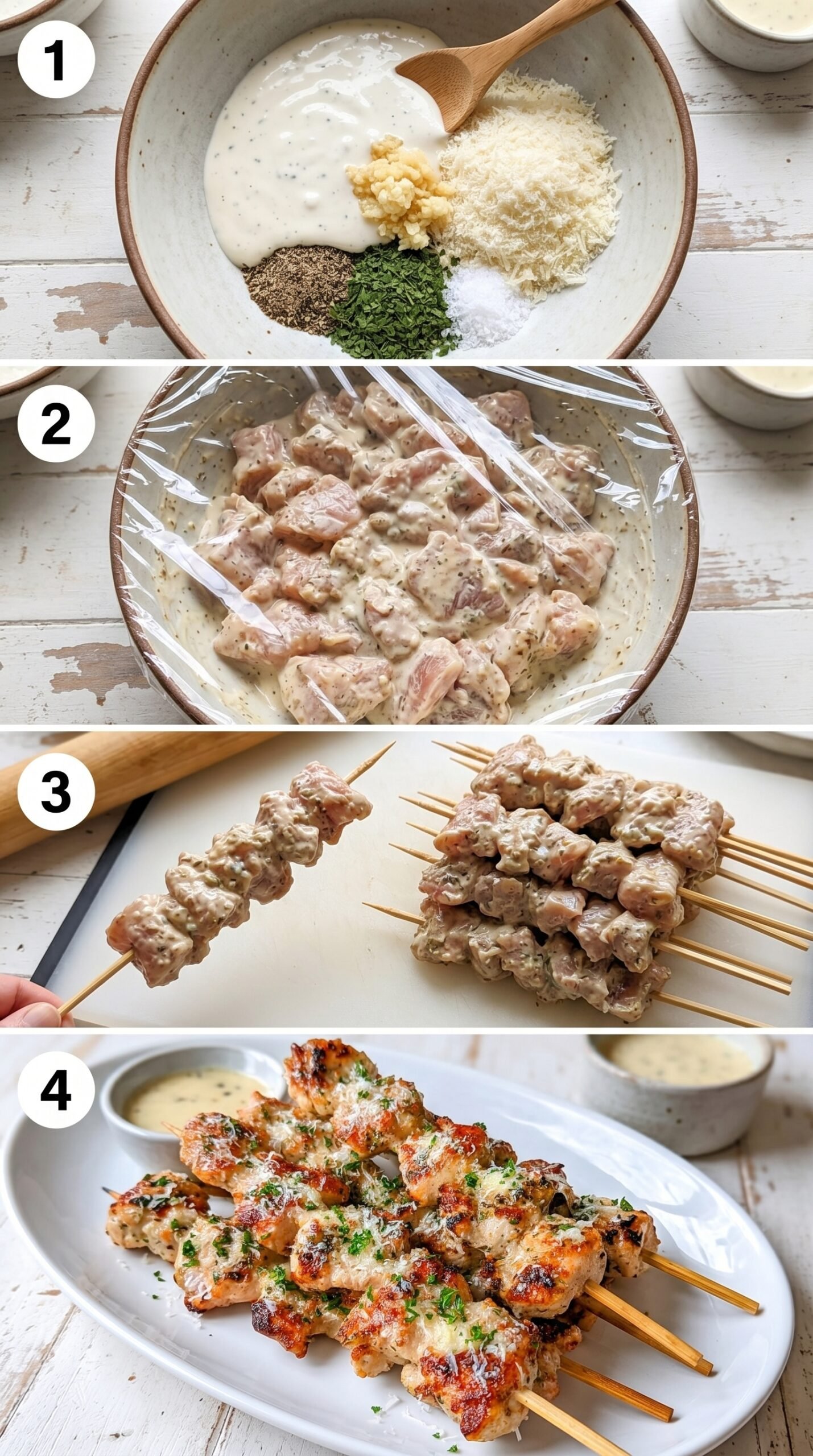 Ranch Garlic Parmesan Chicken Skewers recipe instructions