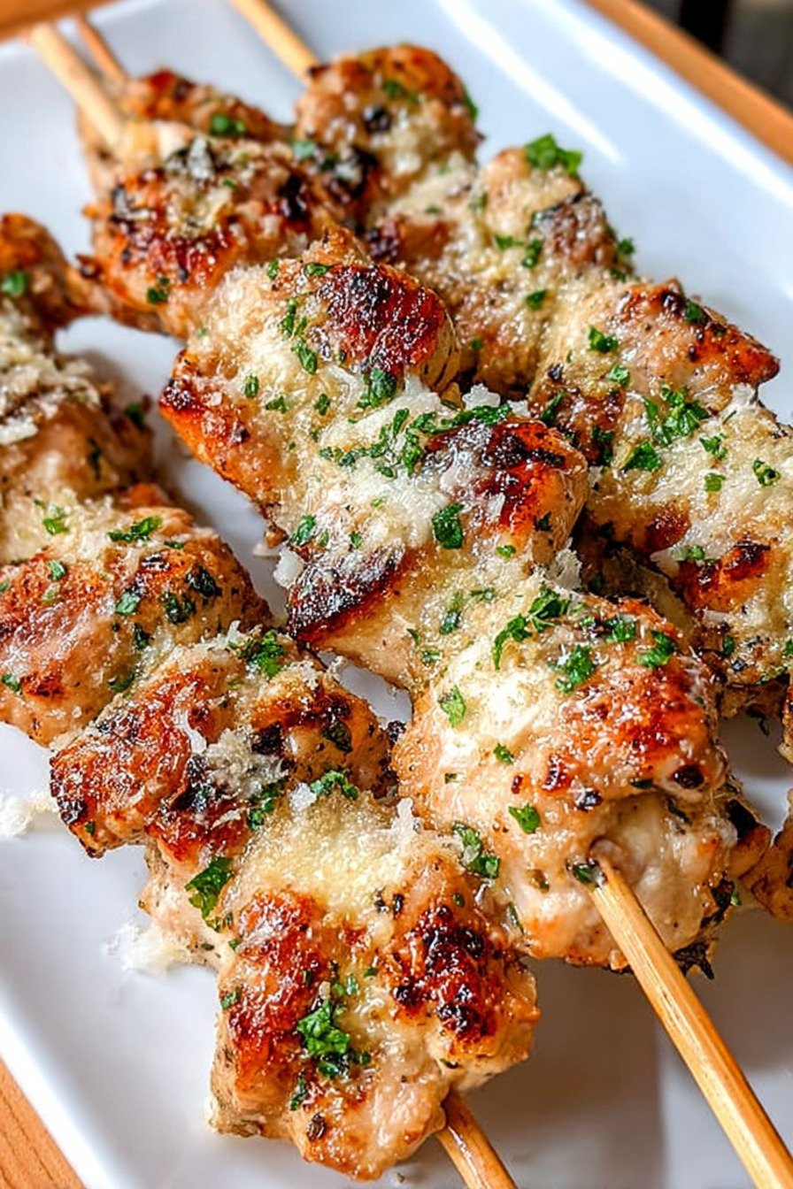 Ranch Garlic Parmesan Chicken Skewers final result