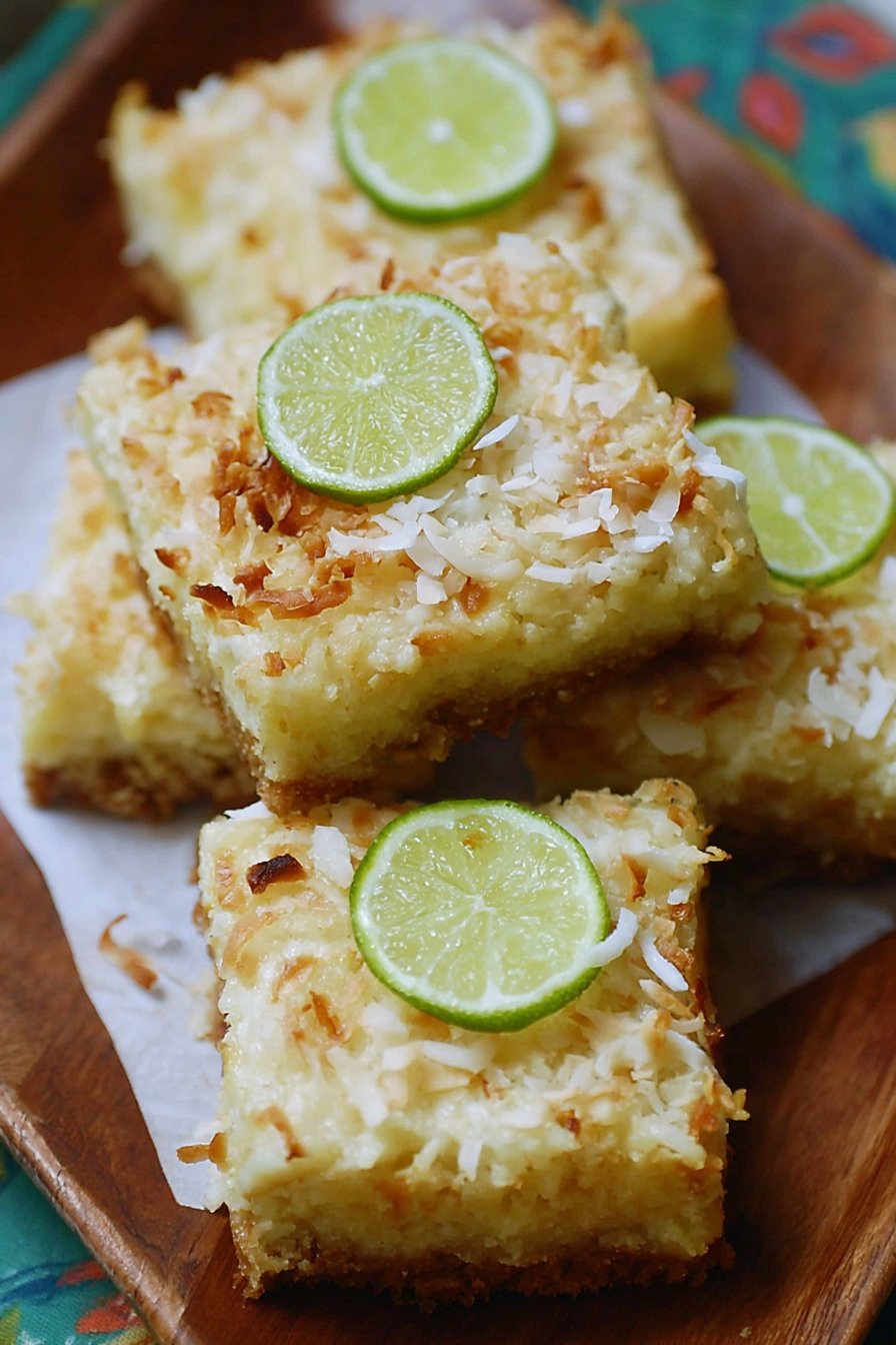 Coconut Lime Bars with Macadamia Shortbread Crust final result