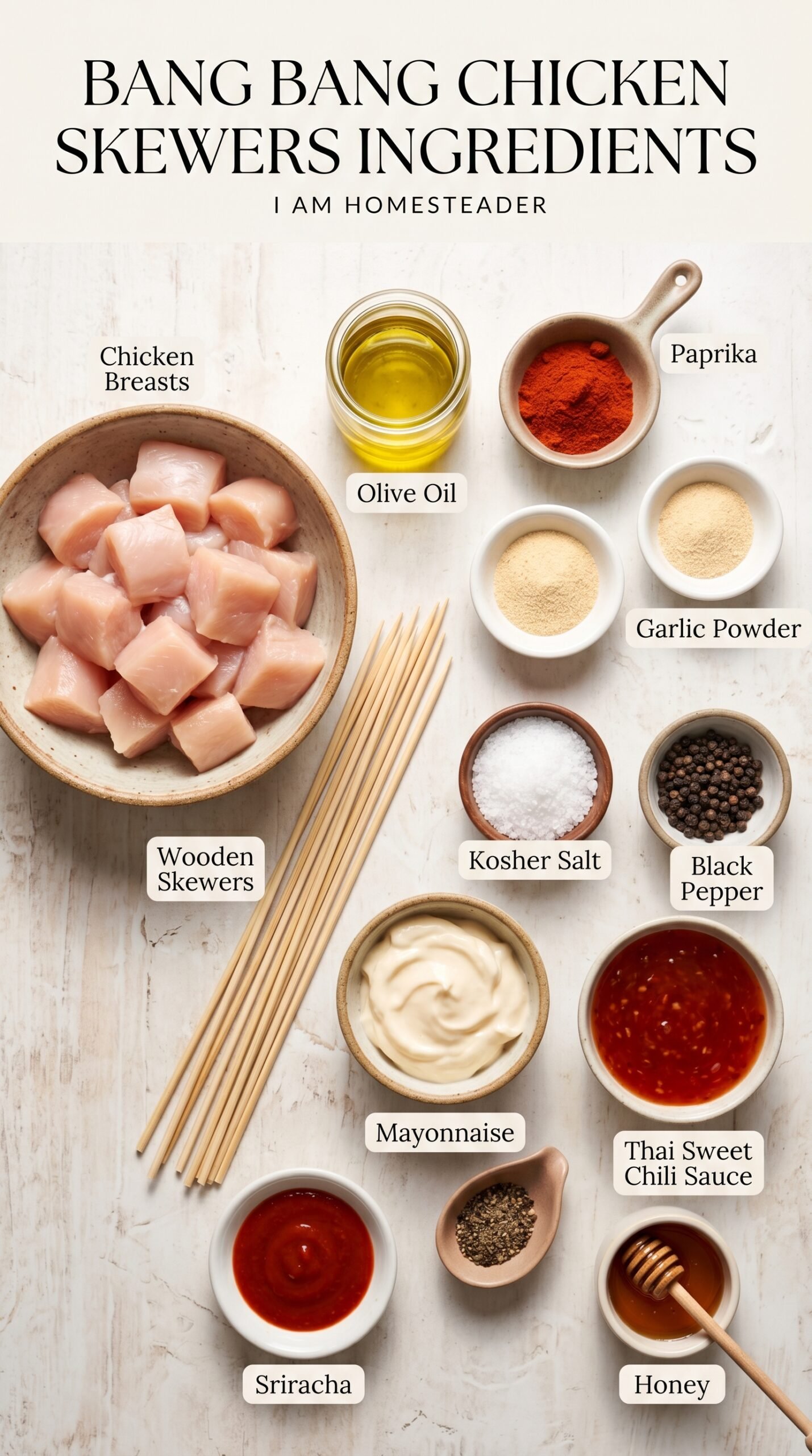 Bang Bang Chicken Skewers recipe ingredients