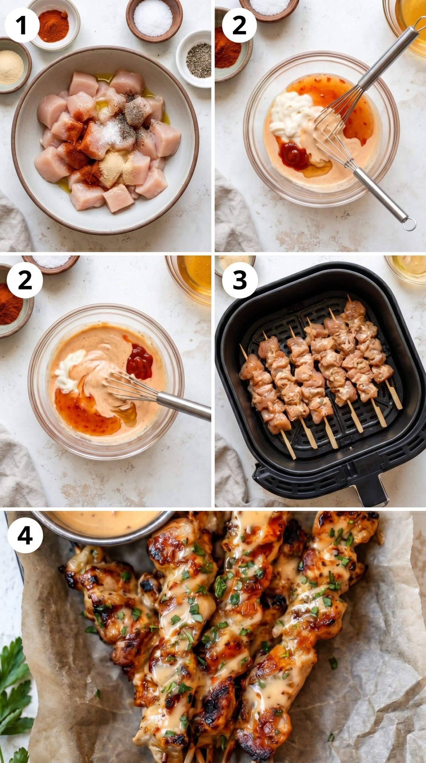 Bang Bang Chicken Skewers recipe instructions